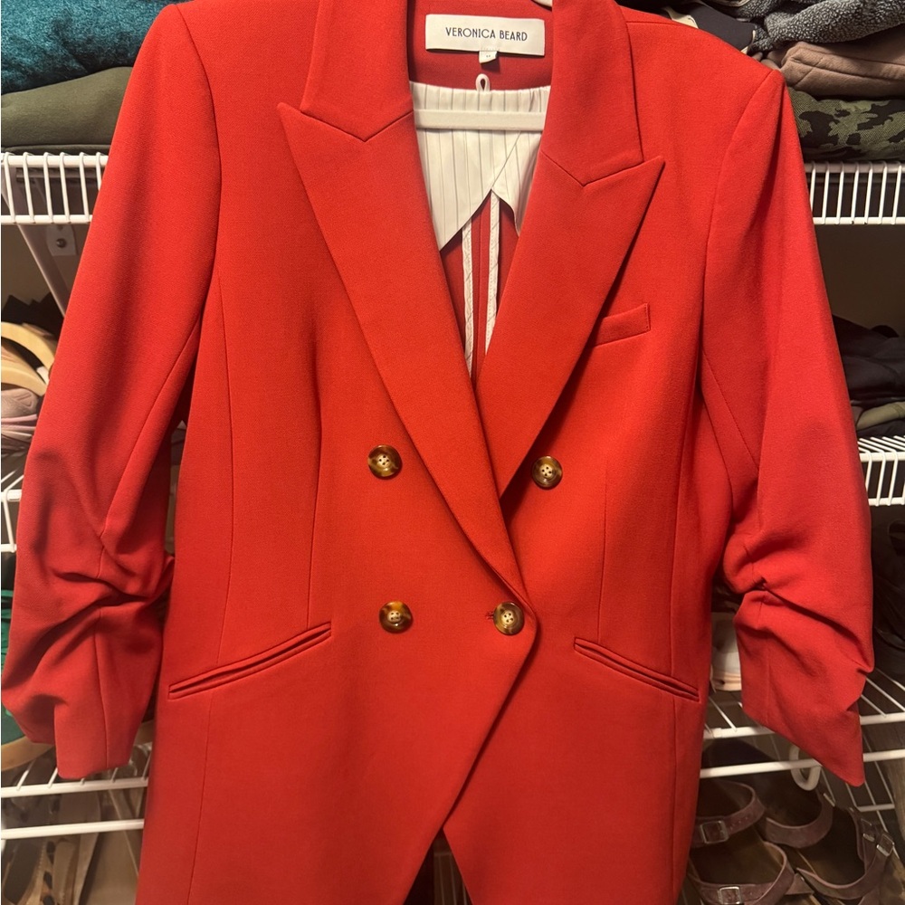 Veronica Beard Red Double-Breasted Blazer